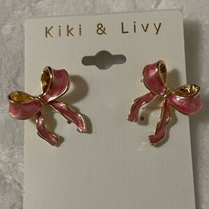 Kiki & Livy Pink Bow Earrings Valentines